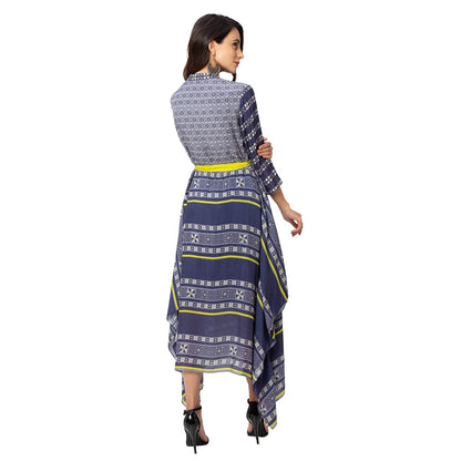 Soup by Sougat Paul Navy Blue Printed Dress