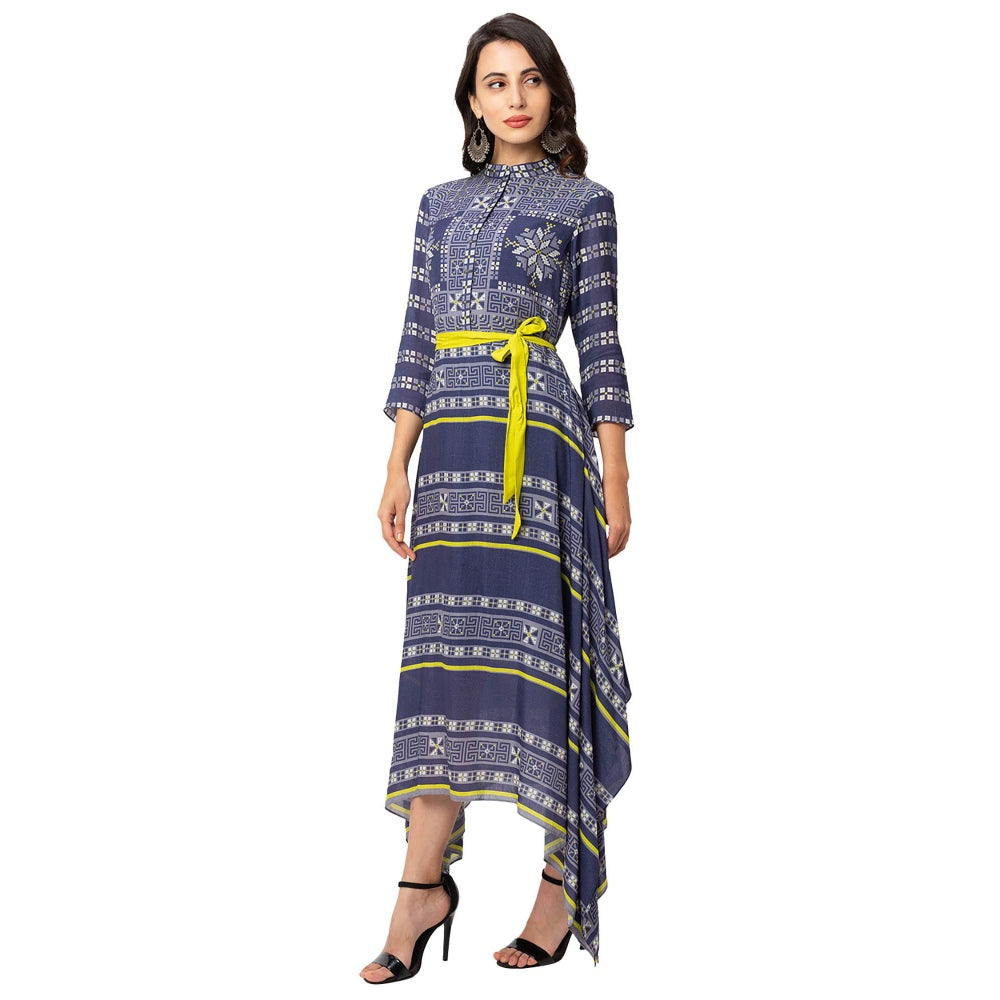 Soup by Sougat Paul Navy Blue Printed Dress