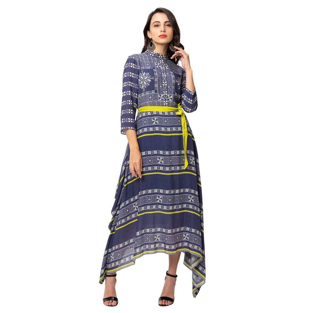 Soup by Sougat Paul Navy Blue Printed Dress