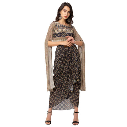 Soup by Sougat Paul Blue Printed Dhoti And Top (Set of 2)