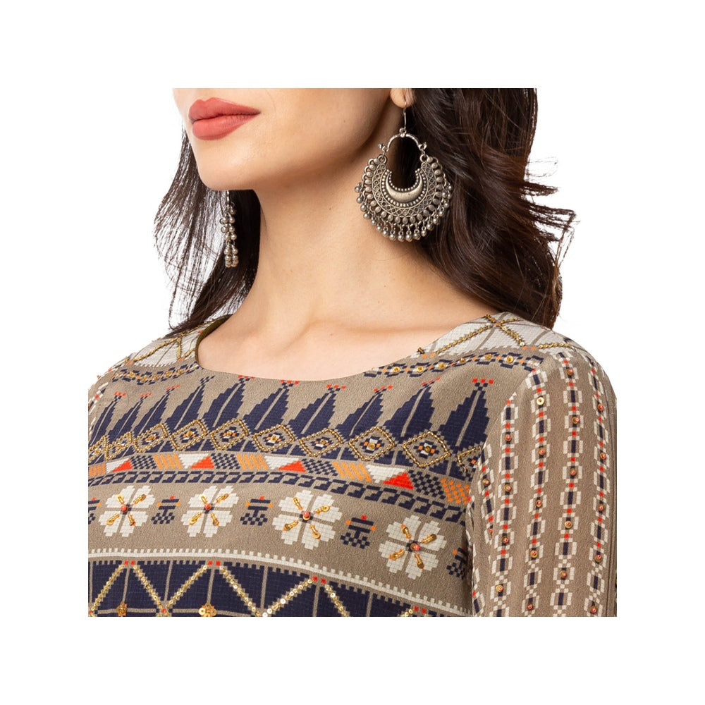 Soup by Sougat Paul Blue Printed Dhoti And Top (Set of 2)