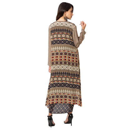 Soup by Sougat Paul Blue Printed Top Jacket And Dhoti (Set of 3)