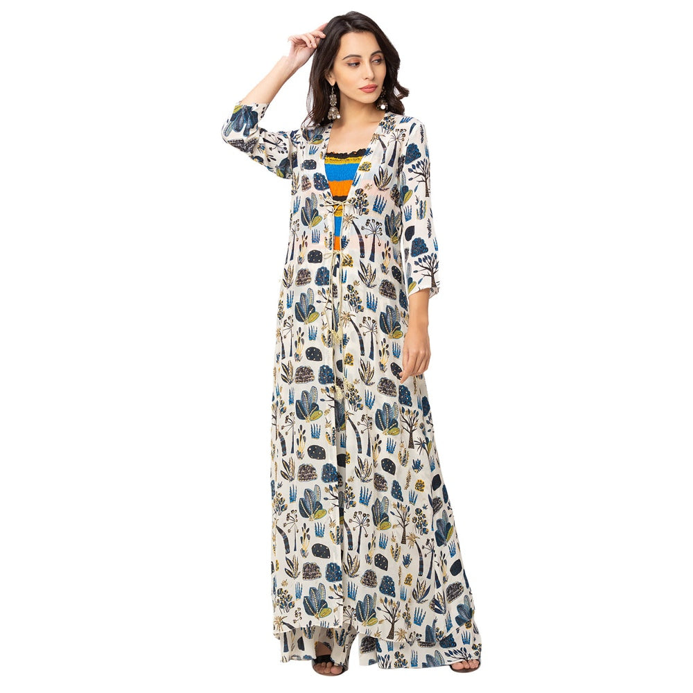 Soup by Sougat Paul Off White Printed Jumpsuit And Jacket (Set of 2)