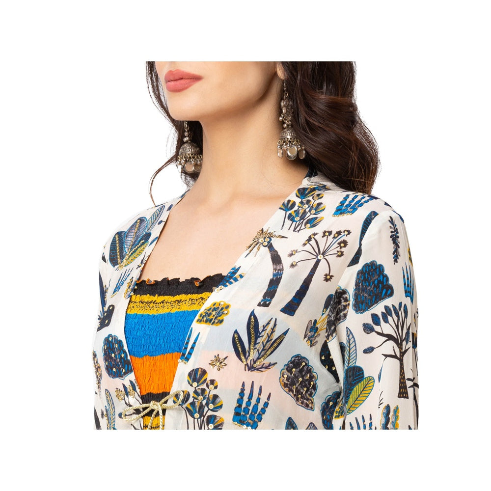 Soup by Sougat Paul Off White Printed Jumpsuit And Jacket (Set of 2)