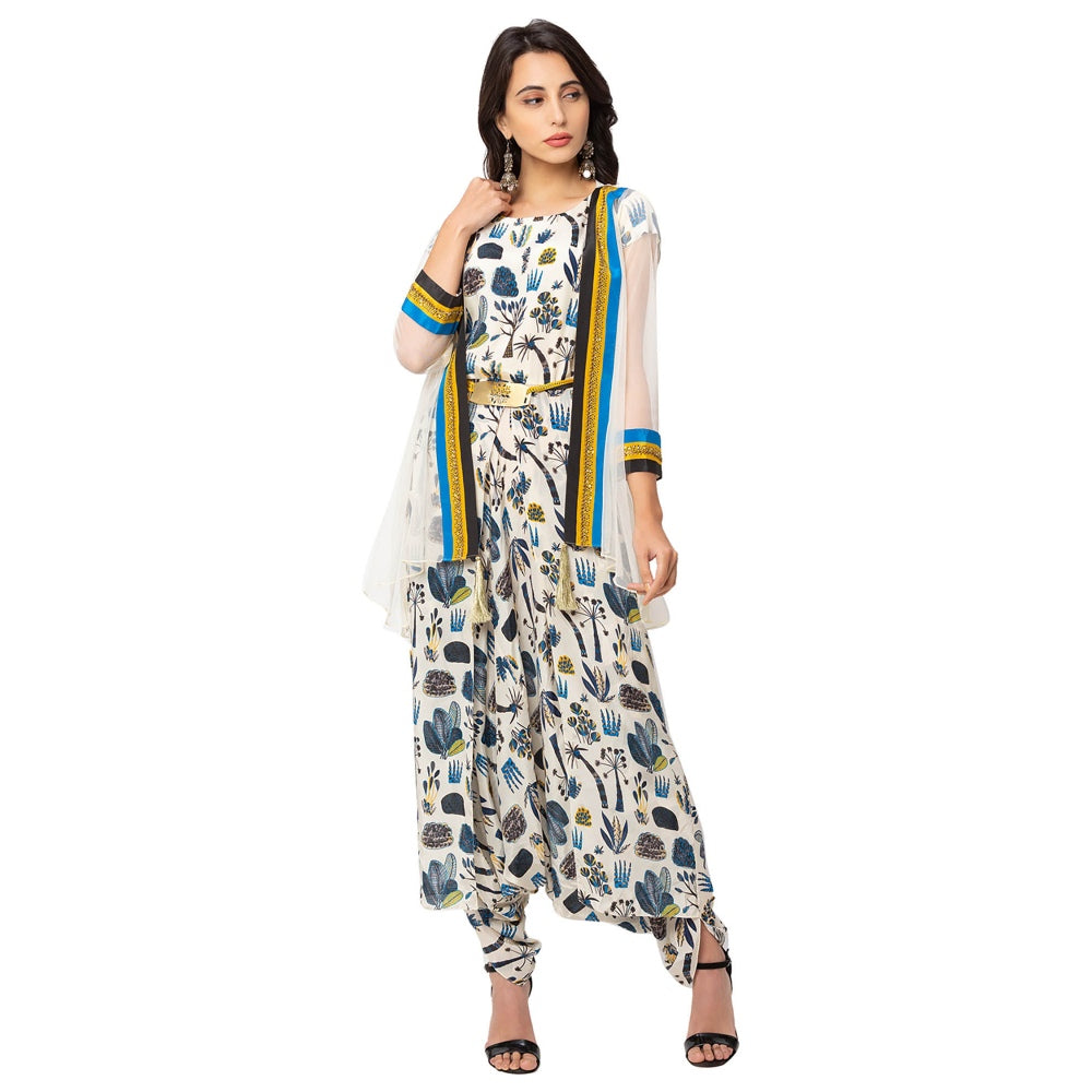 Soup by Sougat Paul Off White Printed Jumpsuit And Jacket (Set of 2)