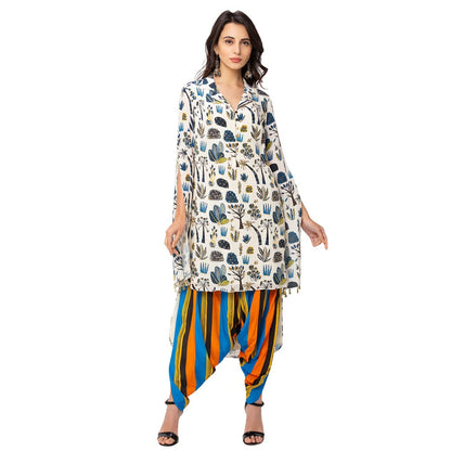 Soup by Sougat Paul Off White Printed Kurta And Dhoti Pants (Set of 2)