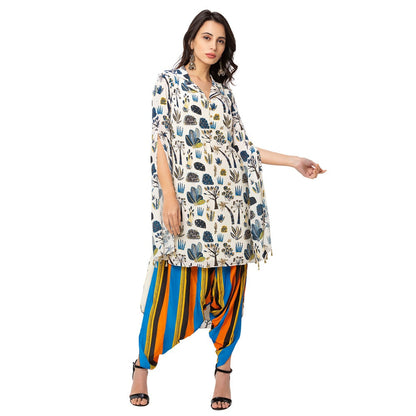 Soup by Sougat Paul Off White Printed Kurta And Dhoti Pants (Set of 2)