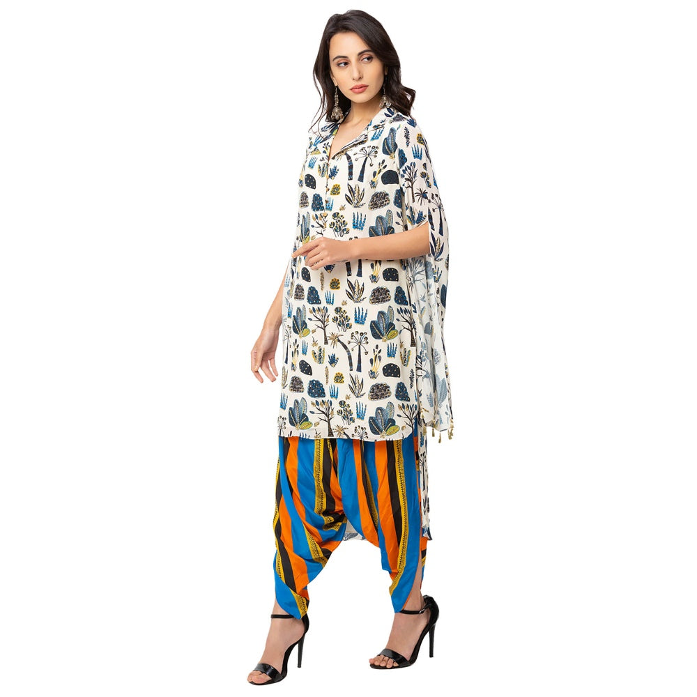 Soup by Sougat Paul Off White Printed Kurta And Dhoti Pants (Set of 2)