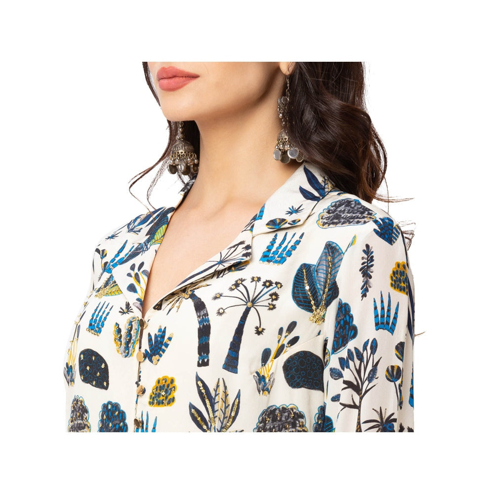 Soup by Sougat Paul Off White Printed Kurta And Dhoti Pants (Set of 2)