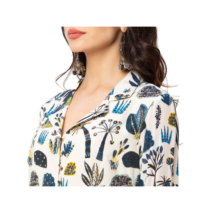 Soup by Sougat Paul Off White Printed Kurta And Dhoti Pants (Set of 2)