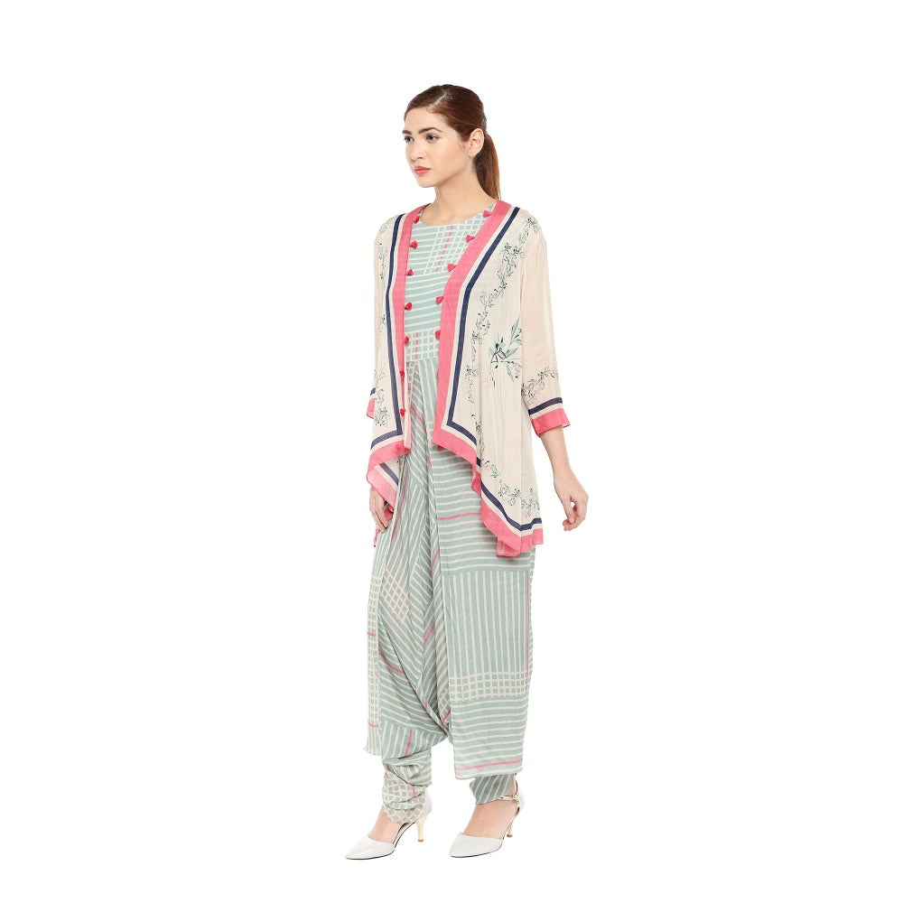Soup by Sougat Paul Checkered Jumpsuit With Asymmetrical Jacket - Customisable (Set of 2)