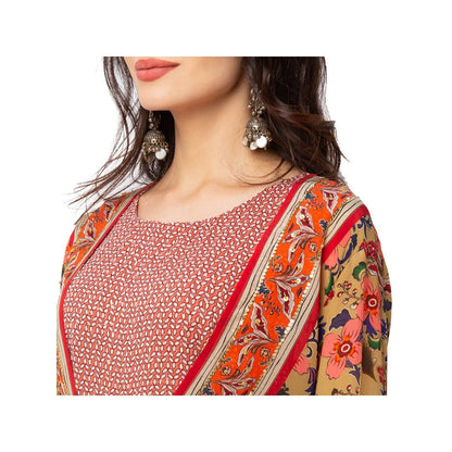 Soup by Sougat Paul Red Floral Jumpsuit Jacket (Set of 2)