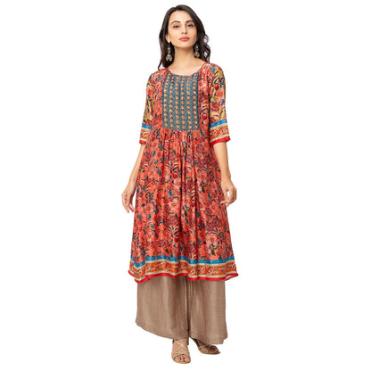 Soup by Sougat Paul Red Embellished Kurta Pant And Dupatta (Set of 3)