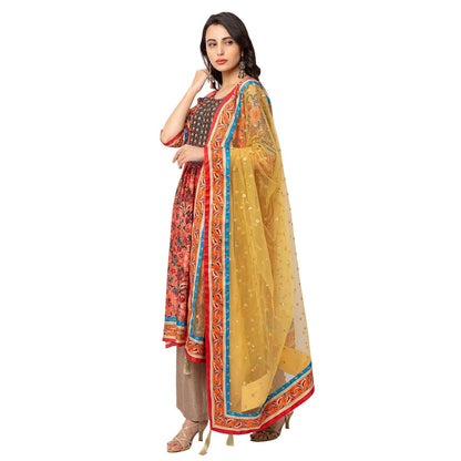 Soup by Sougat Paul Red Embellished Kurta Pant And Dupatta (Set of 3)