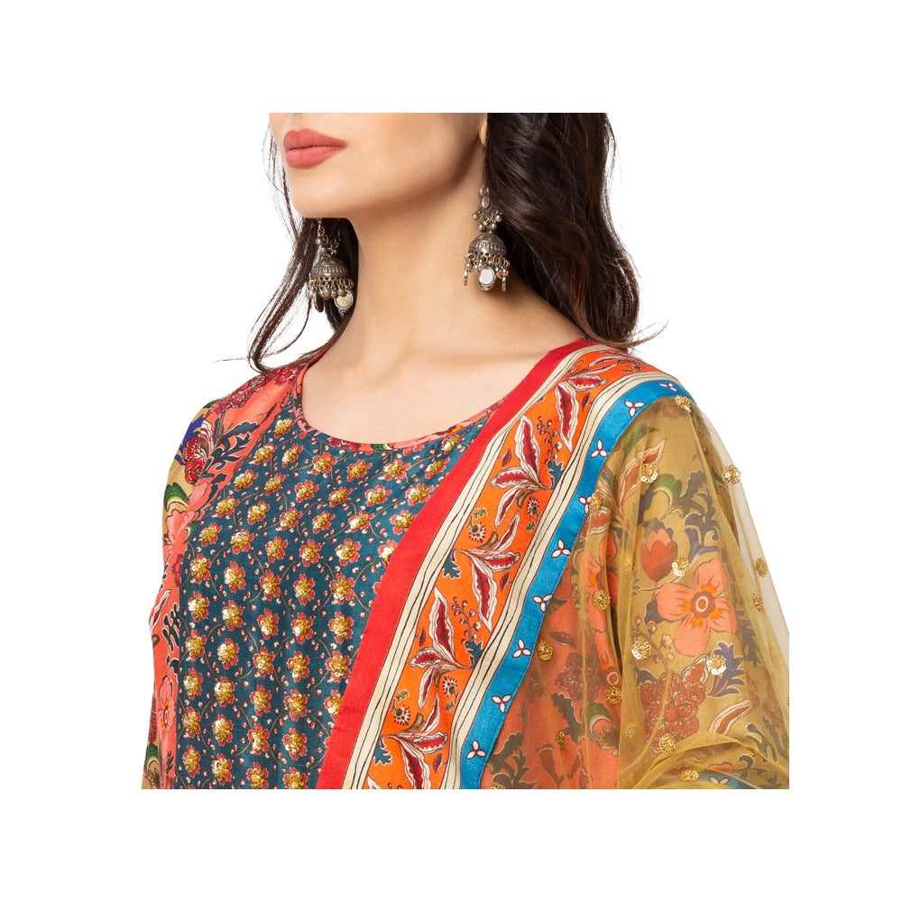 Soup by Sougat Paul Red Embellished Kurta Pant And Dupatta (Set of 3)