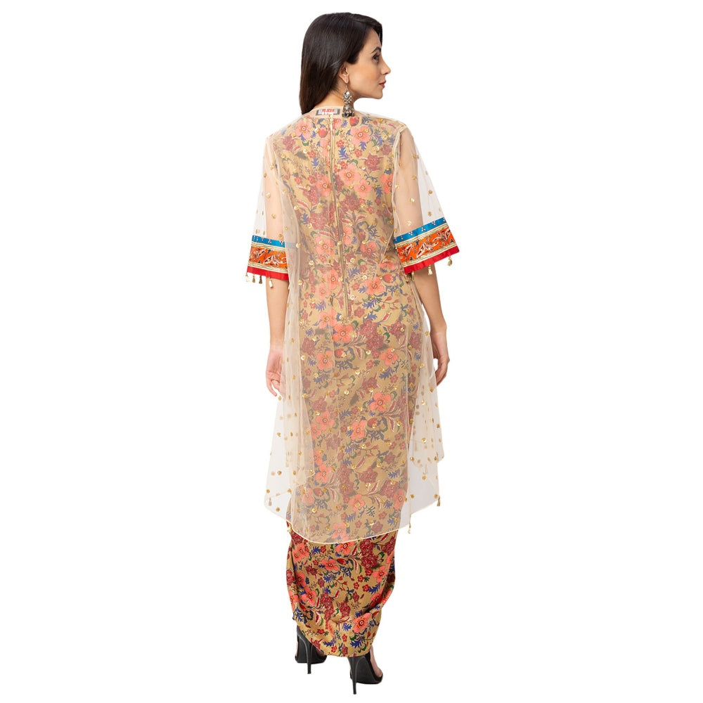 Soup by Sougat Paul Multi-Color Floral Dress And Jacket (Set of 3)