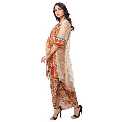 Soup by Sougat Paul Multi-Color Floral Dress And Jacket (Set of 3)