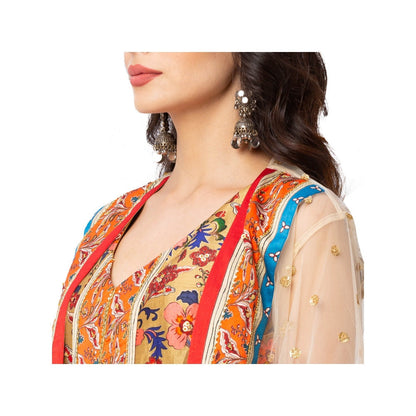 Soup by Sougat Paul Multi-Color Floral Dress And Jacket (Set of 3)