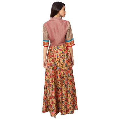 Soup by Sougat Paul Yellow Printed Blouse With Skirt And Dupatta (Set of 3)