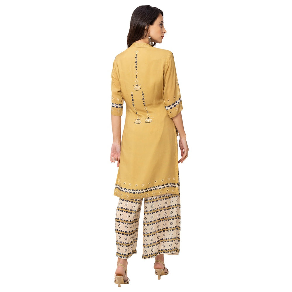 Soup by Sougat Paul Yellow Floral Top And Pants (Set of 2)