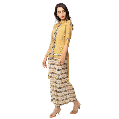 Soup by Sougat Paul Yellow Floral Top And Pants (Set of 2)