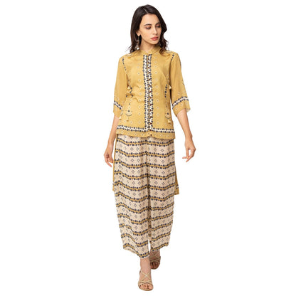 Soup by Sougat Paul Yellow Floral Top And Pants (Set of 2)