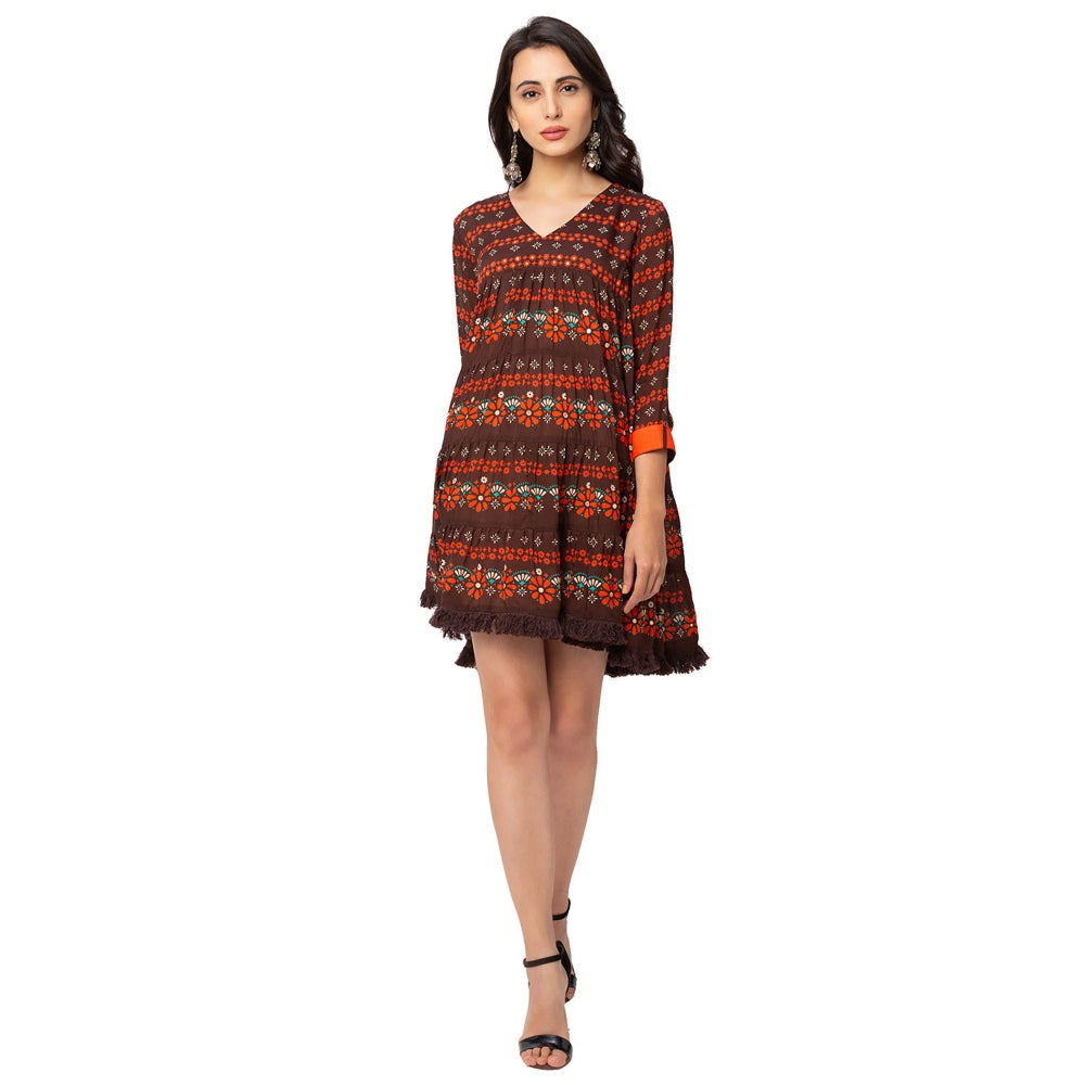 Soup by Sougat Paul Coffee Printed Dress
