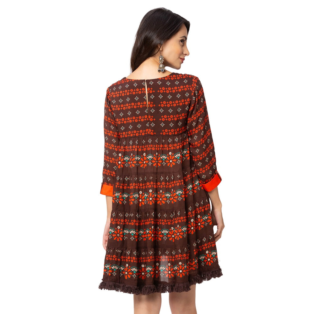 Soup by Sougat Paul Coffee Printed Dress