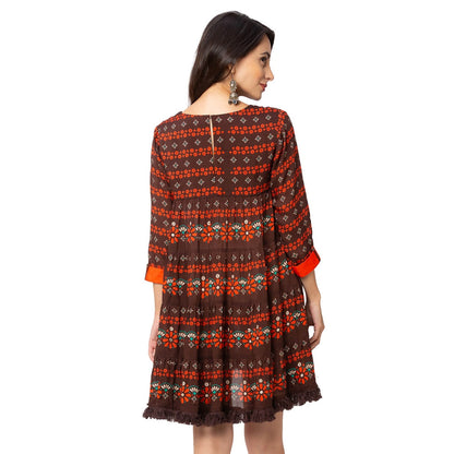 Soup by Sougat Paul Coffee Printed Dress