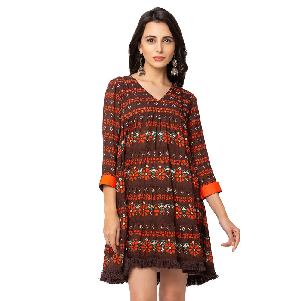 Soup by Sougat Paul Coffee Printed Dress