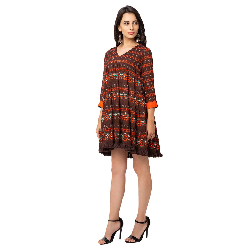 Soup by Sougat Paul Coffee Printed Dress