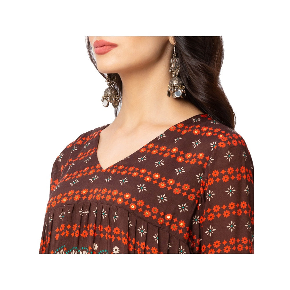 Soup by Sougat Paul Coffee Printed Dress