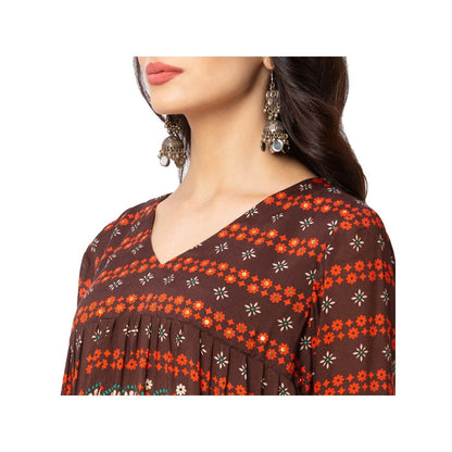 Soup by Sougat Paul Coffee Printed Dress