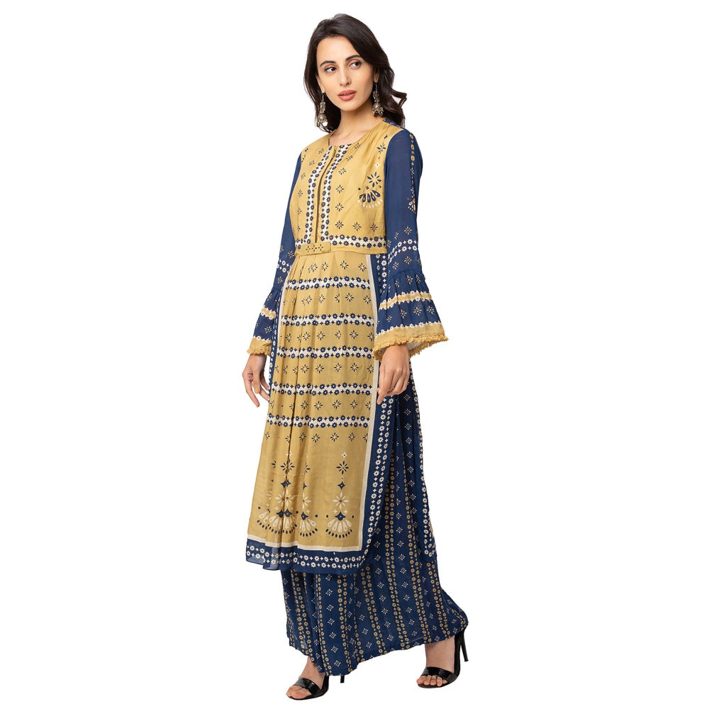 Soup by Sougat Paul Mustard Printed Kurta And Pants (Set of 2)