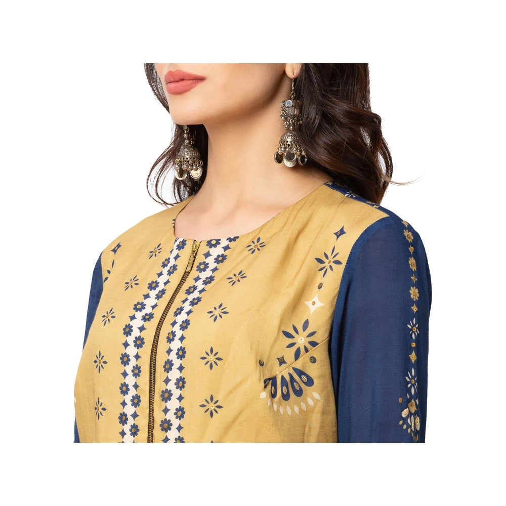 Soup by Sougat Paul Mustard Printed Kurta And Pants (Set of 2)