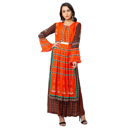 Soup by Sougat Paul Coffee Printed Kurta And Pants (Set of 2)