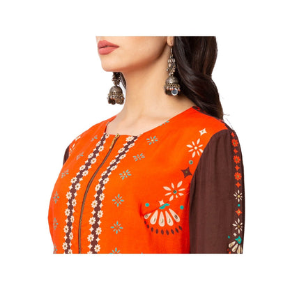 Soup by Sougat Paul Coffee Printed Kurta And Pants (Set of 2)