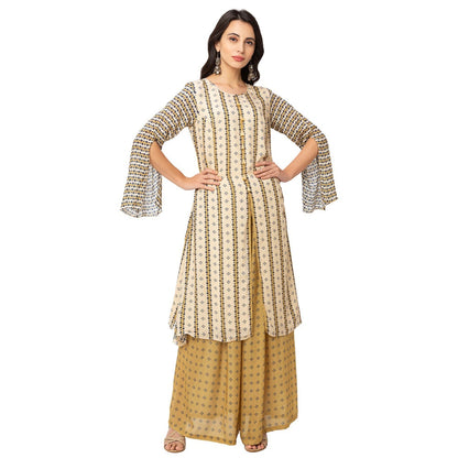 Soup by Sougat Paul Mustard Printed Kurta And Pants (Set of 2)