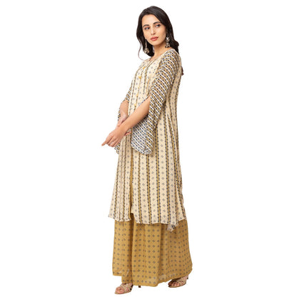 Soup by Sougat Paul Mustard Printed Kurta And Pants (Set of 2)