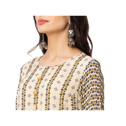 Soup by Sougat Paul Mustard Printed Kurta And Pants (Set of 2)