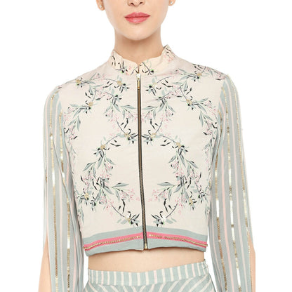 Soup by Sougat Paul Floral Short Jacket Paired With Double Layered Pants