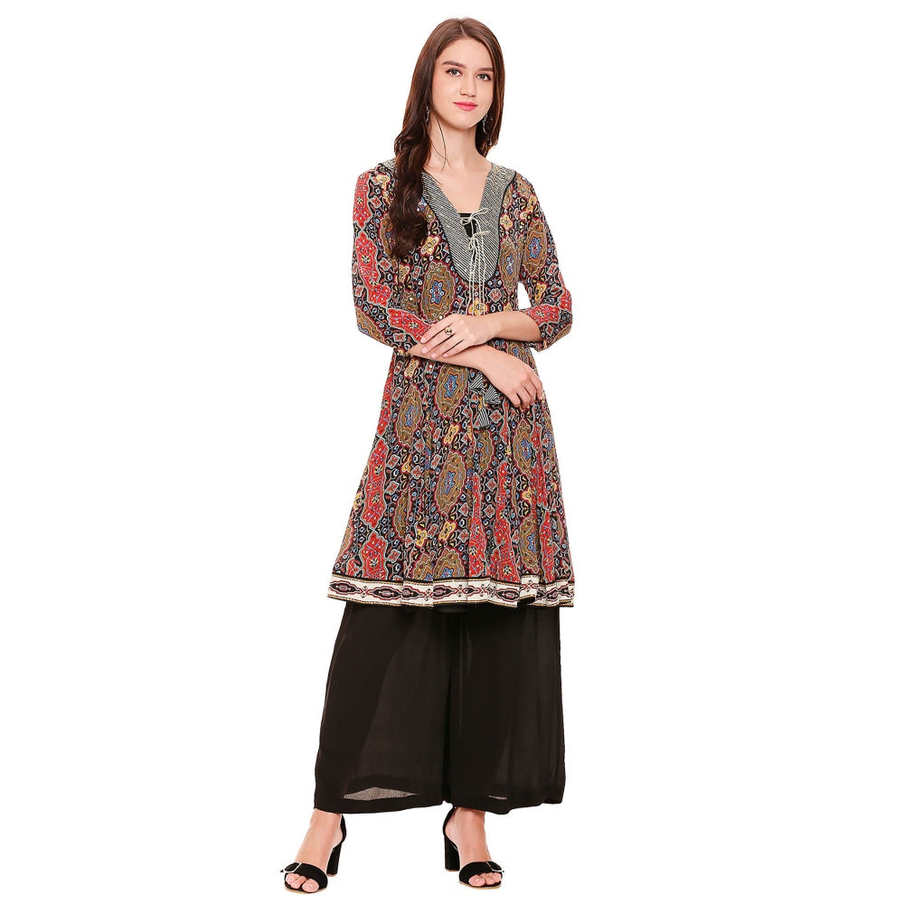 Soup by Sougat Paul Black Printed Palazzo With Top (Set of 2)