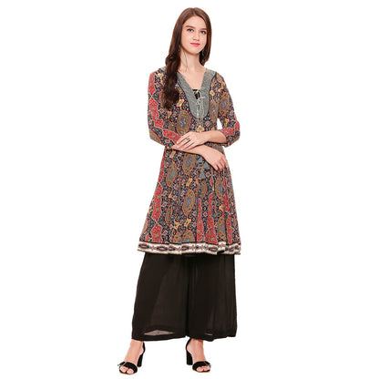 Soup by Sougat Paul Black Printed Palazzo With Top (Set of 2)