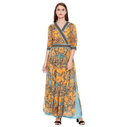 Soup by Sougat Paul Mustard Printed Kurta Pants (Set of 2)