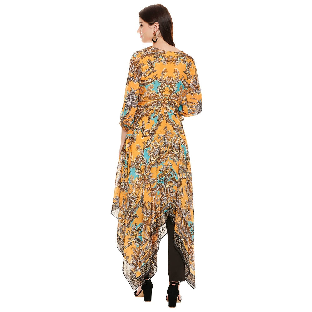 Soup by Sougat Paul Mustard Printed Top Pants (Set of 2)