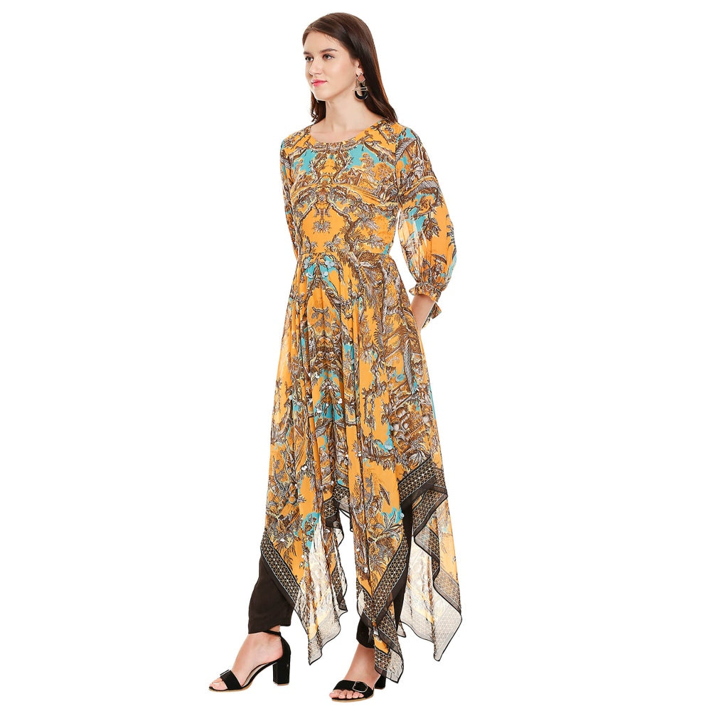 Soup by Sougat Paul Mustard Printed Top Pants (Set of 2)