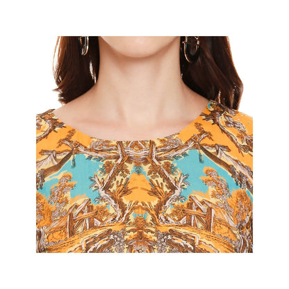 Soup by Sougat Paul Mustard Printed Top Pants (Set of 2)