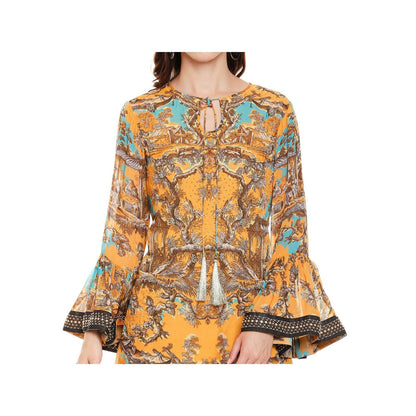 Soup by Sougat Paul Mustard Printed Top Pants (Set of 2)