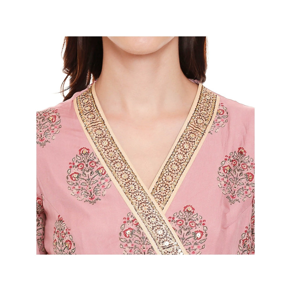 Soup by Sougat Paul Dusk Pink Printed Bottom With Top (Set of 2)