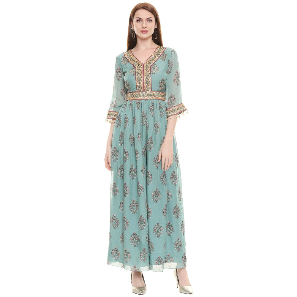 Soup by Sougat Paul Sage Green Embroidered Jumpsuit